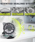 Vacuum Sealed 3D Printing Filament Kit With 20 Lightproof Bags And Vacuum Pump For Moisture Proof Storage Of PA DP PC PLA ABS TPU ASA PETG Desiccant Included with patented sealing system details and Bag Shield display.