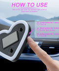 Back view of Pink Heart Shaped Car Interior Ambient Light For Windows With 5 Modes Type C And Solar Charging Easy Suction Cup Install