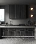Modern home bar setup featuring Stainless Steel Bar Foot Rail Kit 8Ft Premium 304 Tubes with polished finish and brushed brackets.