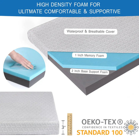 Memory Foam Camping Pad 3 Inch Thick Soft Sleeping Pad With Waterproof Cover cross section detail