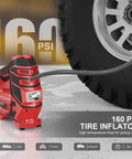 Cordless Tire Inflator And Air Tool For Milwaukee 18V Battery On The Go 160 PSI Portable Air Pump inflating a large tire