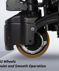 Heavy Duty 4400 Lb Electric Pallet Jack Truck With 48 By 27 Inch Forks showing PU wheels for smooth operation