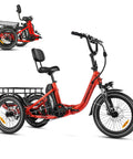 Beast Of A Ride Folding Three Wheel Electric Trike For Adults With Peak 1400W 90 Mile Range 20Ah 48V Battery UL2849 Certified red
