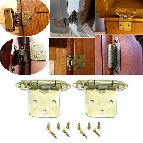 Antique Metal Cabinet Hinges Set For Overlay And Inset Doors with rustic finish and soft close feature shown in various angles