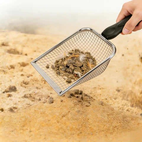 2 Pack Chicken Poop Scoopers For Coop Cleanup, Dual Mesh Shovel Set With 3.8mm And 5mm Holes, Stainless Steel.