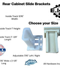 Heavy Duty Drawer Slides And Cabinet Bracket Set with all hardware included for framed cabinets, showing adjustable bracket dimensions.