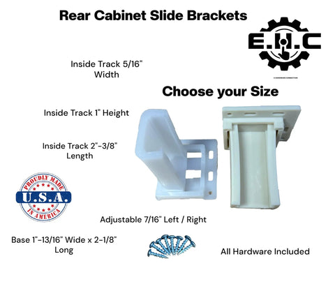 Heavy Duty Drawer Slides And Cabinet Bracket Set with all hardware included for framed cabinets, showing adjustable bracket dimensions.