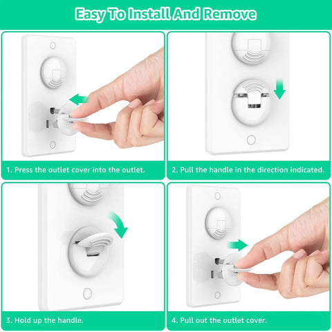 32 Pack Hidden Handle Outlet Covers For 3-Prong Outlets Easy For Adults To Remove And Kid-Proof Baby Proofing Electrical Socket Caps