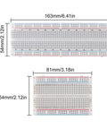 Dimensions of Awesome Breadboard Kit With Power Supply Module 830 Point and 400 Point Solderless Boards for DIY Projects