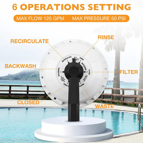 Top Valve Assembly For 2 Inch HiFlow Multiport Diverter Pool Filter Plug And Play Valve Kit With 272409 Diverter Seal