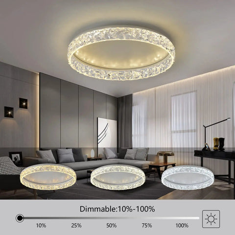 LED Flush Mount Ceiling Light Fixture For Bedroom, Living Room, And Dining Room, Dimmable White Modern Lamp in cozy living space