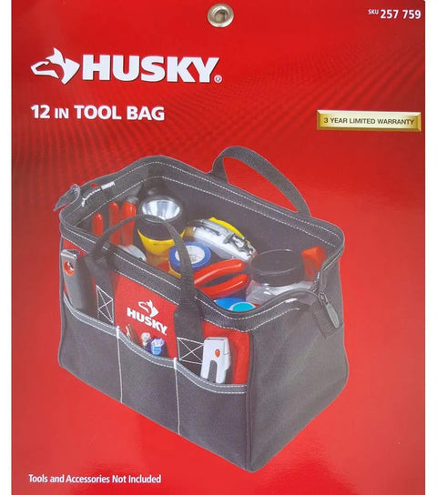 12 Inch Contractor Multi Purpose Water Resistant Tool Bag With Pro Grade Bartec Stitching Reinforced Construction Three External Pockets