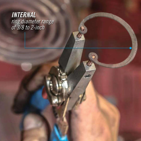 Snap Ring Pliers 927 Pro Grade For Internal And External Circlips Five Tip Set holding internal circlip ring
