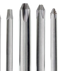 Close-up of tips from Stainless Steel Screwdriver Set 3334 12 Piece With Blue Handles, showing various screwdriver heads.