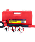 Ratcheting Pipe Threader Kit With Three Dies One Half Inch, Three Quarter Inch, And One Inch Hinge Plate Heads Long Ergonomic Handle Delivers Max Torque Built Tough For Quick Pipe Fits In Construction And Plumbing