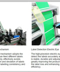 Bulletproof Stainless Steel Desktop Auto Labeling Machine Slick Top And Side Applicator with label feeding mechanism.