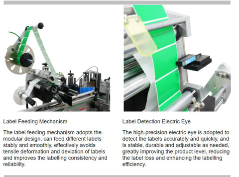 Bulletproof Stainless Steel Desktop Auto Labeling Machine Slick Top And Side Applicator with label feeding mechanism.