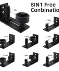 Barn Door Floor Guide Set Black Powder Coated Carbon Steel Construction With Durable POM Nylon Rollers 8 In 1 Adjustable Rollers
