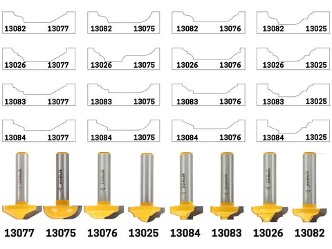 Raised Panel Cabinet Door Router Bit For CNC And Handheld Routers, various profiles and sizes, premium C3 tungsten carbide.