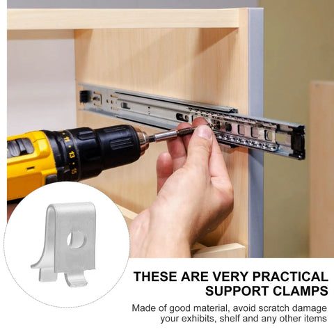 Installing Adjustable Shelf Support Clips Clamp Aluminum Alloy Set of 50 Pieces in cabinet, easy to install, sturdy, no deformation.