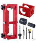 Door Hinge Jig And Door Lock Installation Kit Pro Combo Aluminum Router Template For Hinge Mortising From Two And A Half To Five Inches Square And Radius Corner Options Knob And Deadbolt Hole Drilling Made Easy