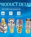 4 Pack SMA To BNC Coax Adapters All In One Kit For SDR Ham Radio Scanner And Walkie Talkie SMA Male To BNC Male SMA Female To BNC Female Gold Plated Copper And Nickel Brass Construction Durable Antenna Connector with focus on connectors and materials
