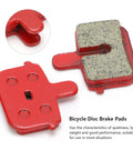 Red 8 Piece Mountain Bike Disc Brake Pads Set With Resin Semimetal Material Quiet Braking Easy Install