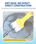 Premium Self Leveling Concrete Caulk For Deep Crack Repair being applied with a brush on wet concrete surface.
