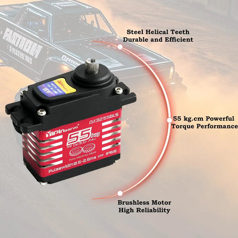 Rock Solid 55kg Brushless Digital Servo Packing Hella Torque And Waterproof Metal Gears Designed For Rc Cars Drones Robots And Flight Control Systems Featuring Smooth 270 Degree Rotation with steel helical teeth