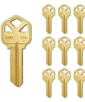 Kwikset KW1 Uncut Brass Key Blanks For Home And Pro Use Pack Of 10 Durable Brass Keys Ideal For Locksmiths, DIYers, Pros, Spare Keys