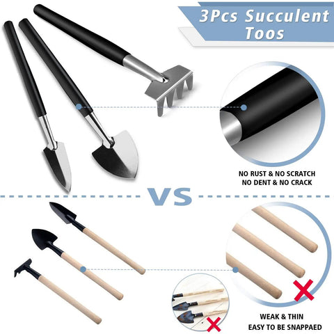 Comparison of tool durability in All-In-One Succulent Tools Set With 13-Piece Mini Garden Kit For Transplanting And Care.