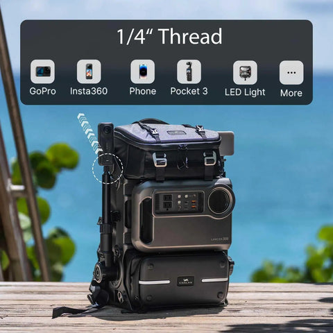 Lancer300 Combo With 300W Power Station, Modular Creator Backpack on deck for Photography, Video And Outdoor Filmmaking, Green.