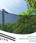 Zero Hassle Trampoline Safety Net Pole Replacement Set With Thick Foam Covers For 10 To 16 Foot Frames Universal Straight Leg Compatibility Up To 1.65 Inch Diameter Quick Setup with upper and lower poles.