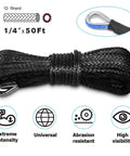 Off Road Ready Synthetic Winch Rope Kit One Quarter Inch By Fifty Feet 10000 Lbs Towing Strength Heavy Duty Vehicle Winch Cable