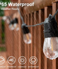 Led Outdoor String Lights Shatterproof IP65 Waterproof 27ft 10 Bulbs One String Extendable Up To 918 Ft in rain on patio