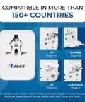 Worldwide Travel Adapter 25W Fast Charge All In One Charger With 2 USB C Ports And 1 USB A Port Four In One Universal