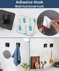 Self Adhesive Matte Black Bathroom Hardware Set multi-functional hooks demonstration