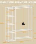 Dimensions of The Go To Portable Wardrobe Closet And Clothes Rack With Four Tier Shelves For Folded Fits And Bags Plus A Double Layer Shoe Rack That Holds Fourteen Pairs and plenty of hanging spots.