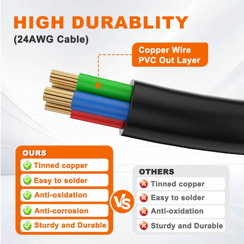 Waterproof Ebike Extension Cable With 2Pin To 6Pin Connectors, Single Connector Design For Lights, Throttle, Ebrake, DIY Ebike Parts, 0.65ft Cable, 25cm, 24AWG For Electric Bicycle Wiring Upgrades
