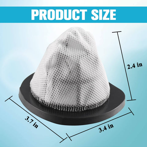 Replacement Filters For 3 In 1 Lightweight Stick Vac Fits 38B1 Series And 1059 Models 4 Pack showing dimensions 3.7x3.4x2.4 inches
