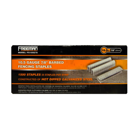 Heavy-Duty 10.5-Gauge Glue Collated Fencing Staples Seven Eighths Inch Galvanized Steel 1,500 Count Built To Last box image