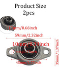 Two Pack 10mm Pillow Block Flange Bearing KFL000 Self Aligning dimensions showing 17mm height and 59mm length