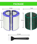 Package contents showing 3-In-1 Activated Carbon Replacement Filter For TP04 TP05 Air Purifier Fans and a small cleaning brush.