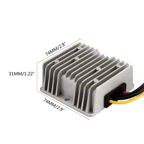Workhorse DC 8V To 40V Step Down Voltage Converter with dimensions 74MM x 74MM x 31MM for efficient power management.