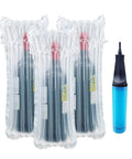 Inflatable Air Column Bubble Packaging For Wine Bottle Travel Protector Bags Pack With Free Pump, shown with three protected bottles