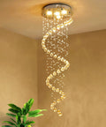 4 Light Crystal Pendant Chandelier With White Finish Showstopping Statement Piece 50 Inch Height And 16 Inch Diameter