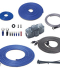 Beefed Up 4 Gauge Amplifier Wiring Kit With OFC RCA Cables, 17 Ft Oxygen Free Copper Interconnect, Frosted Blue Power Wire, and Terminals