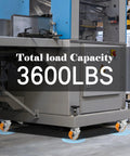 industrial caster wheels with brakes for heavy machinery, 3600 lbs capacity in a workshop setting, emphasizing load capability
