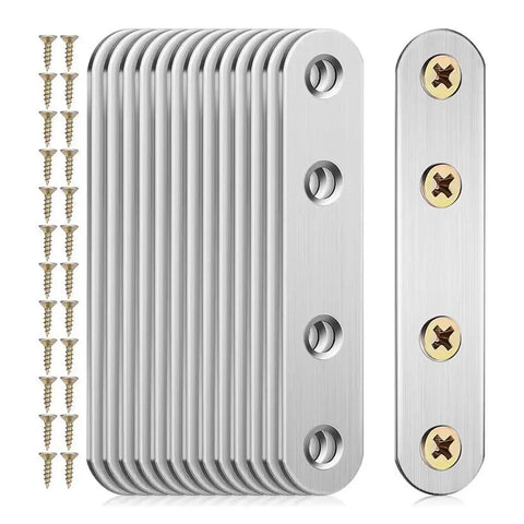 Heavy Duty Stainless Steel Flat Corner Joint Brackets Set For Woodworking And Furniture Making with screws