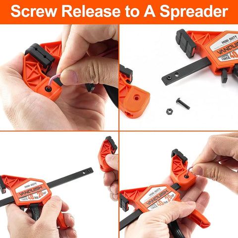 4 Pack 4 Inch Mini Bar Clamps for Woodworking, Tough 40 Lb Clamp Force, Compact 7.8 Inch Opening and 1.4 Inch Throat, Easy Grip Mini F Clamps for Fine Woodworking Projects and Crafting